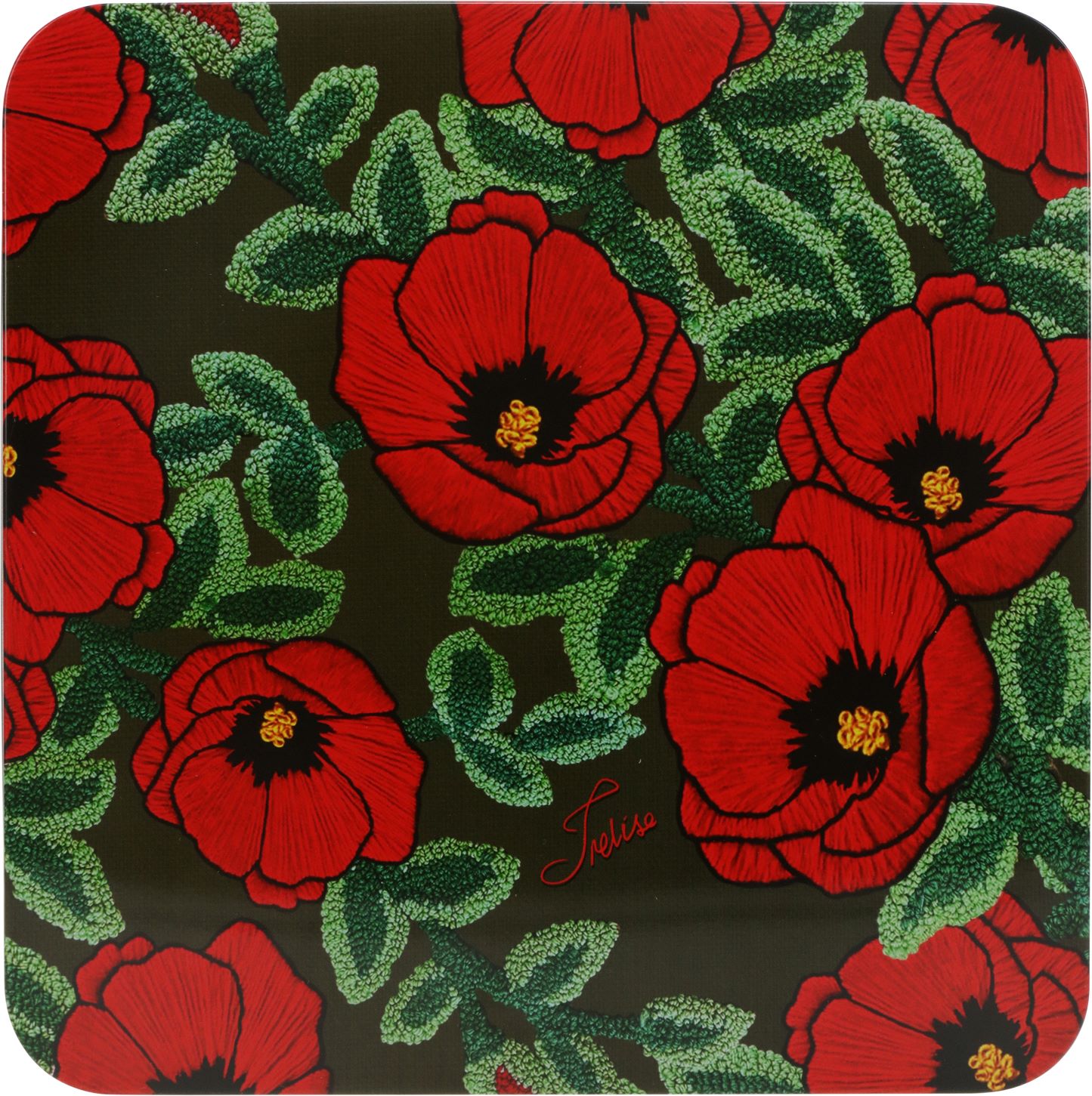 Red Poppies on Black